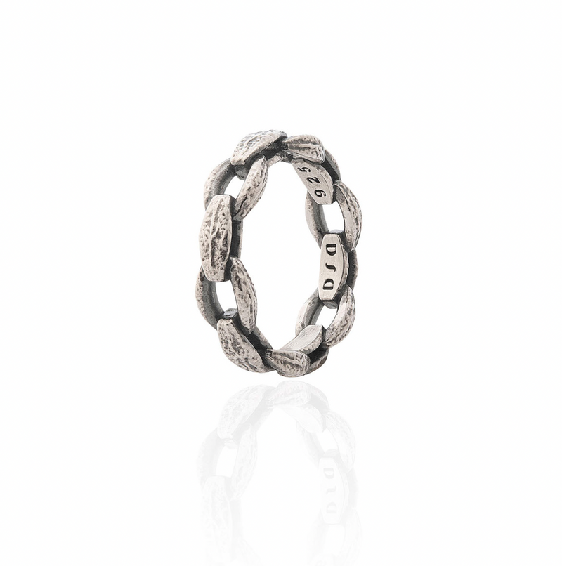 DSD ARKAIKA Linked Ring Silver & Textured silver