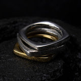 DSD ARKAIKA Stacking Ring Silver & Textured Silver